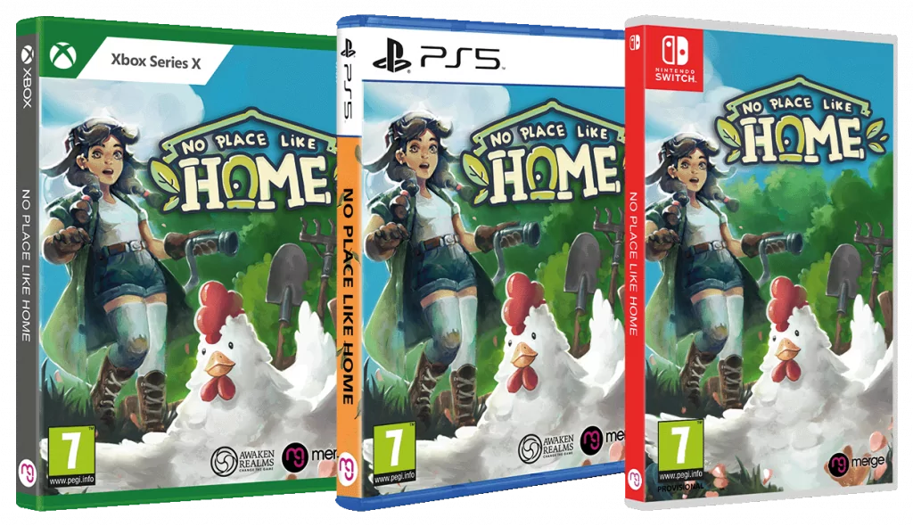 Las tres ediciones físicas de No Place Like Home para Xbox Series X, PlayStation 5 y Nintendo Switch.