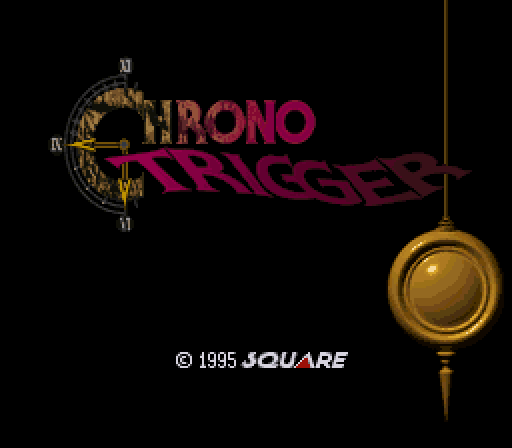 Secuencia introductoria de Chrono Trigger, con el péndulo y el sonido de un reloj.