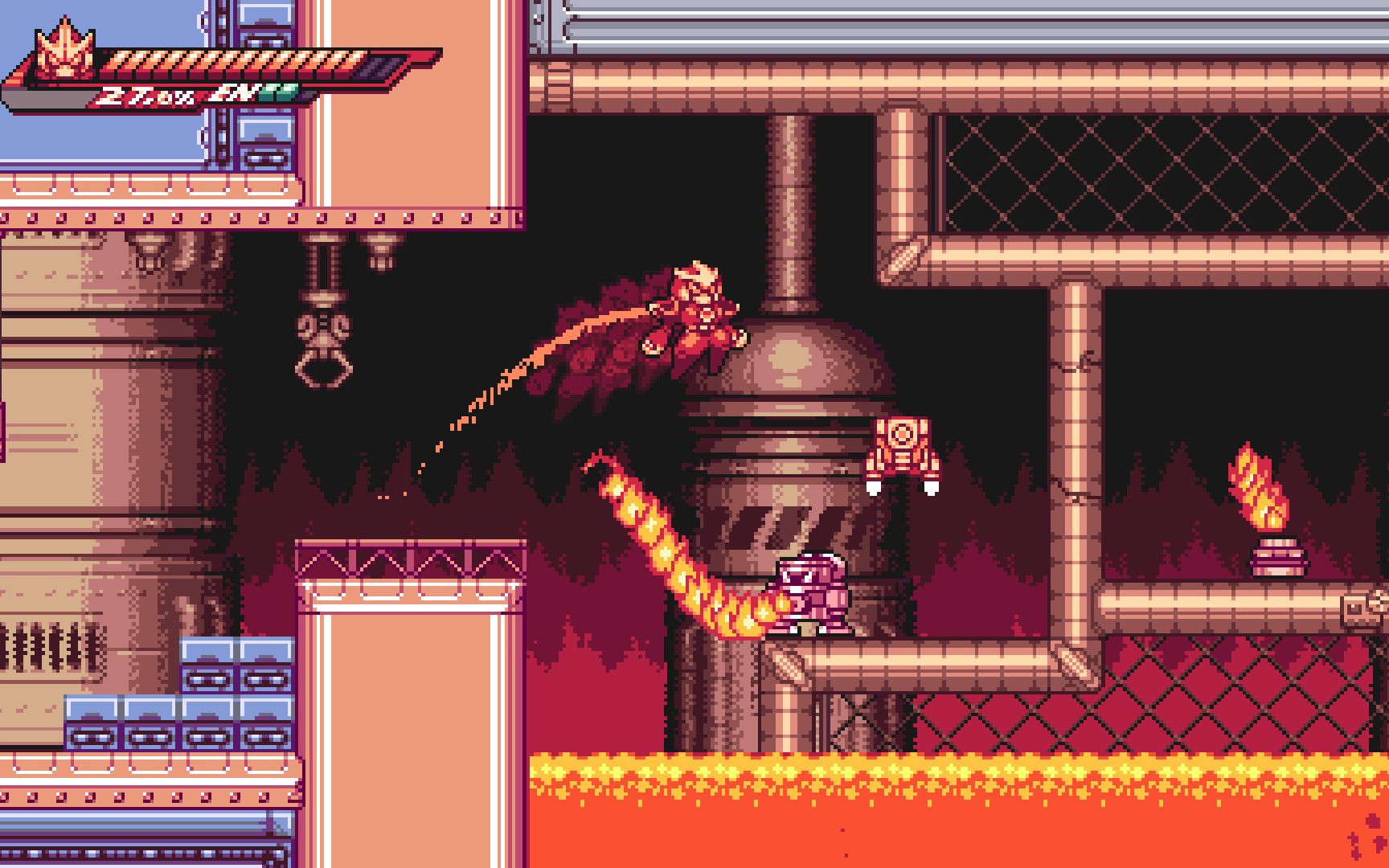 Captura de pantalla, con Kai saltando directamente hacia el peligro.