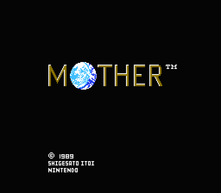 Pantalla del título de la versión original de Mother para Famicom.