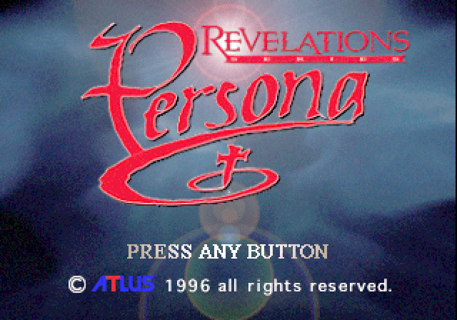 Pantalla del título de Revelations: Persona. Su versión nipona original se conoce como Megami Ibunroku: Persona.