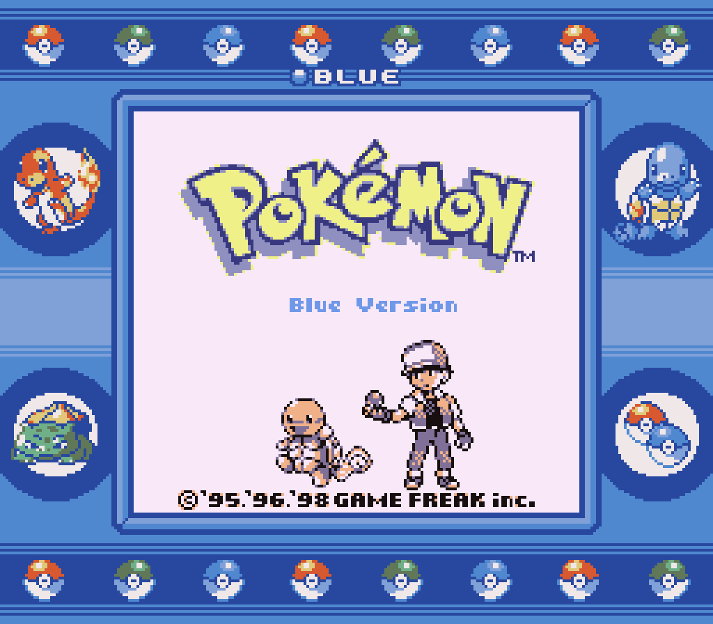 Pokémon Edición Azul, capturado desde el adaptador Super Game Boy.