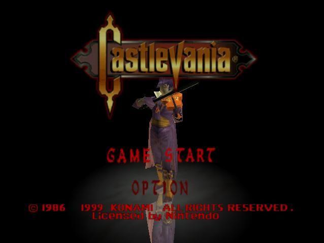 Pantalla del título de Castlevania para Nintendo 64.
