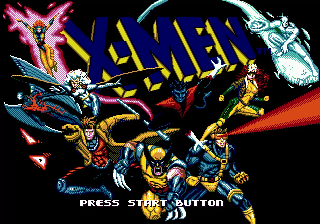 Pantalla del título de X-Men, para la SEGA Mega Drive.