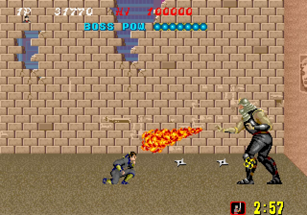 Captura de pantalla de la batalla contra Ken-Oh, al final de la Misión 1.