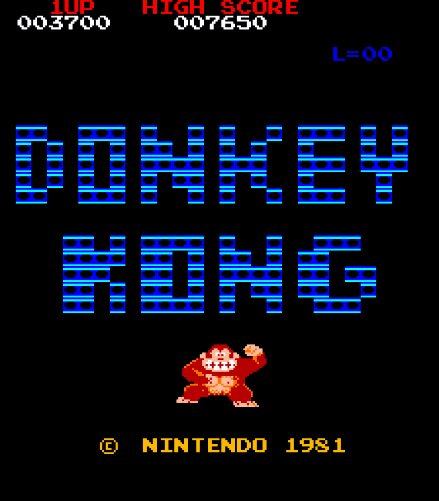 Pantalla del título de Donkey Kong.