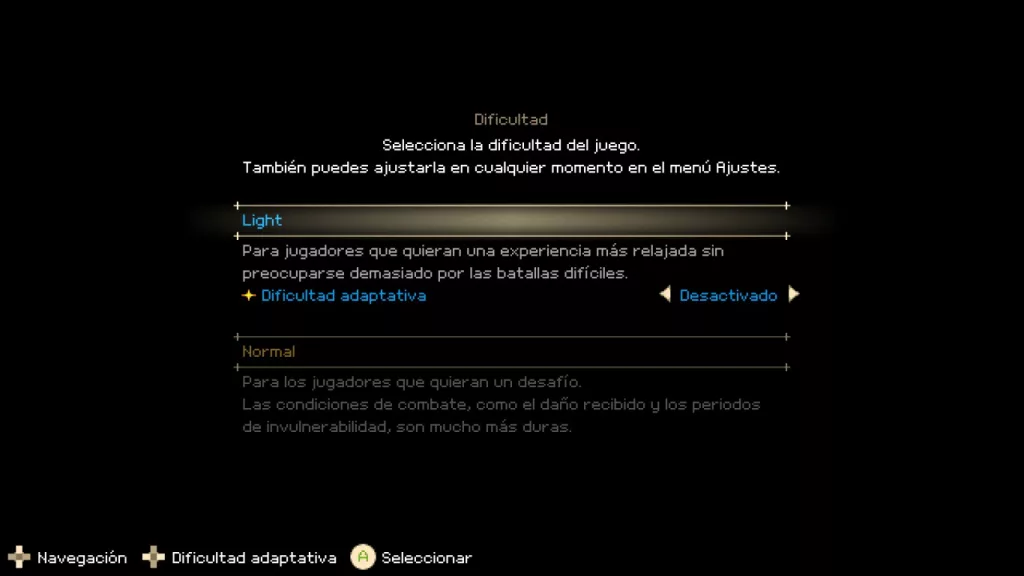 Captura de pantalla del selector de dificultad de Momodora: Moonlit Farewell.