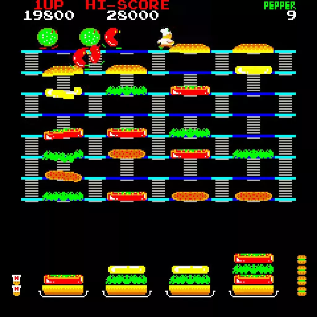 Captura de pantalla de BurgerTime.