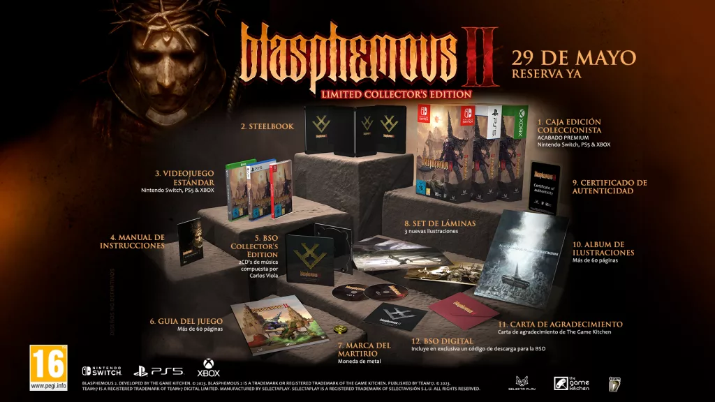 Contenidos de Blasphemous 2 Edición Coleccionista.