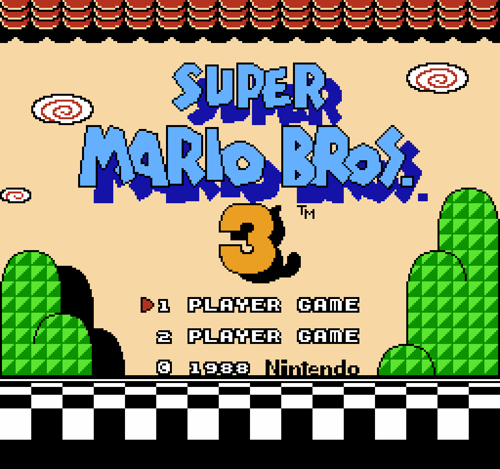 Pantalla del título de Super Mario Bros. 3.