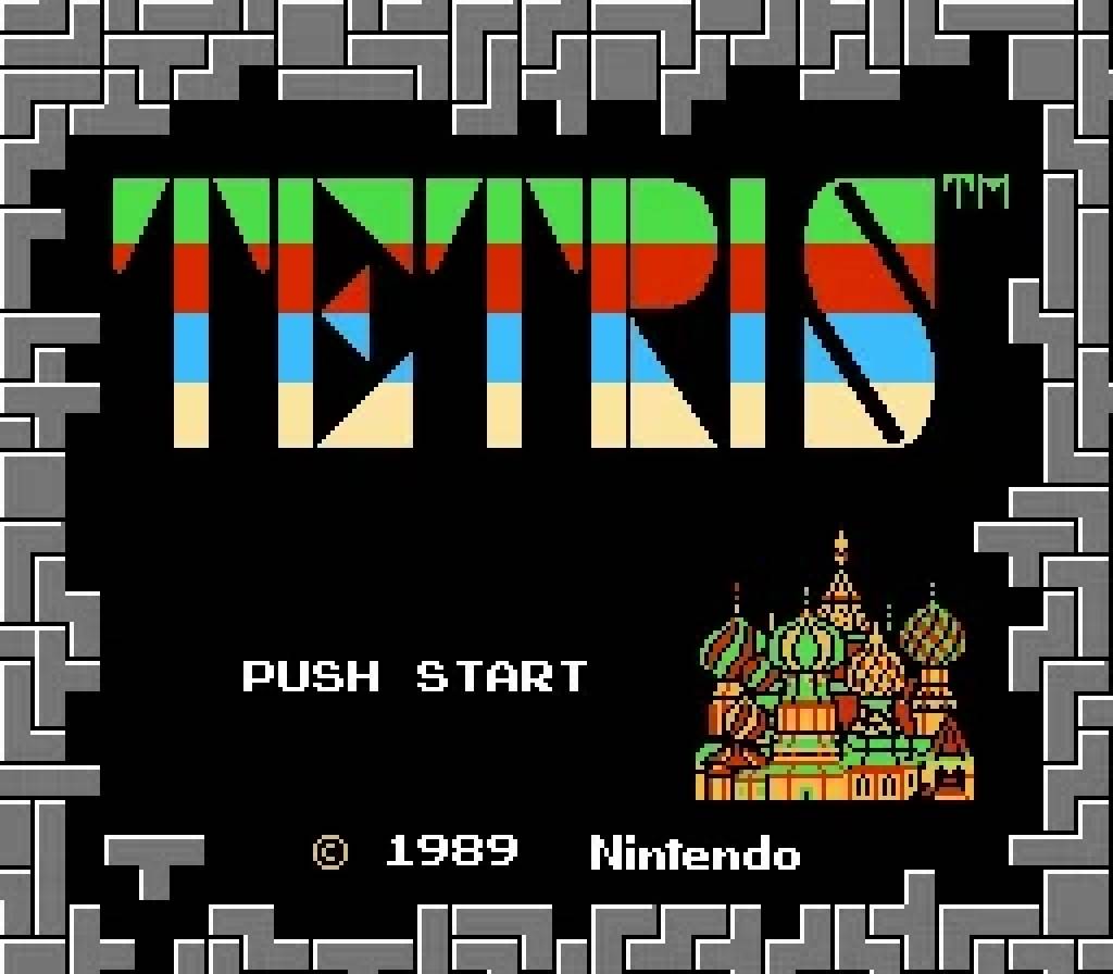 Pantalla del título de Tetris.